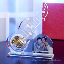 New Design - Crystal Glass Guitar Model With Photo Frame For Wedding Souvenirs Gift 2015